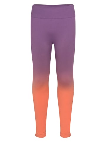 Trollkids Legginsy sportowe "Senja" w kolorze fioletowo-pomarańczowym