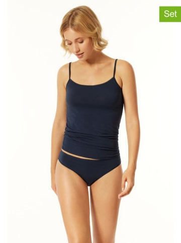 Schiesser 2-delige set: slips donkerblauw
