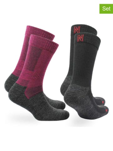 Norfolk 2er-Set: Trekkingsocken "Leonardo" in Schwarz/ Lila