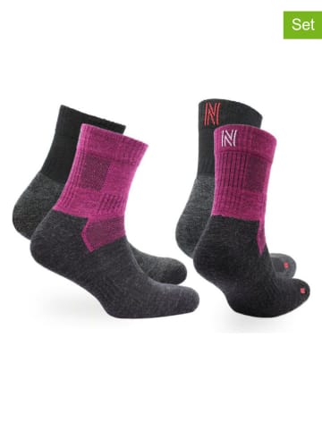 Norfolk 2er-Set: Trekkingsocken "Leonardo" in Schwarz/ Lila