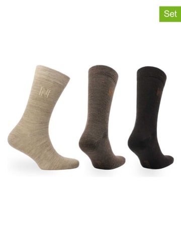 Norfolk 3er-Set: Socken "Stockholm" in Beige/ Braun/ Hellbraun