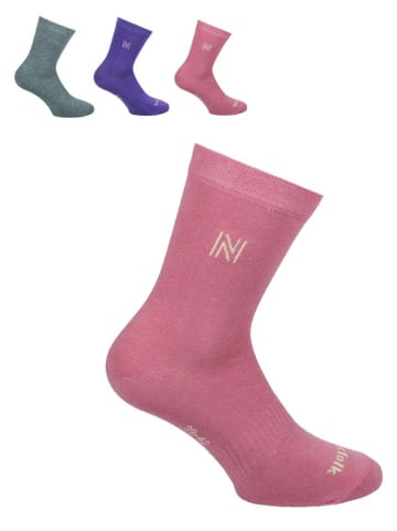 Norfolk 3er-Set: Sportsocken "Victoria" in Rosa/ Lila/ Türkis