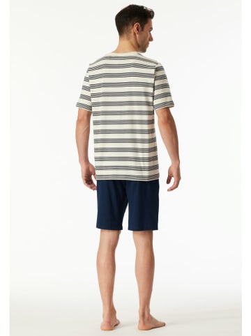 Schiesser Piżama w kolorze granatowo-kremowym