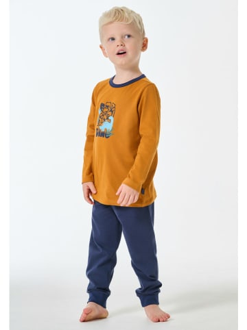 Schiesser Pyjama lichtbruin/donkerblauw