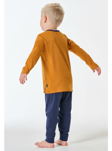 Schiesser Pyjama lichtbruin/donkerblauw
