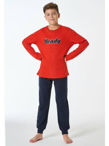 Schiesser Pyjama donkerblauw/rood