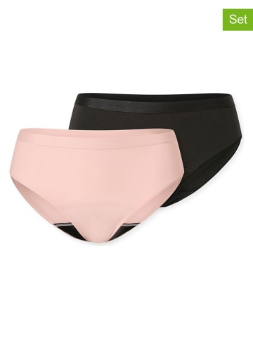 Schiesser 2-delige set: periodenslips zwart/lichtroze