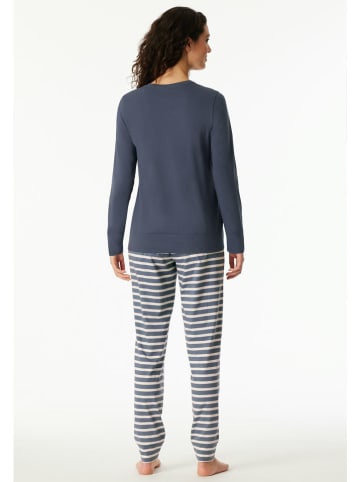 Schiesser Pyjama donkerblauw/crème