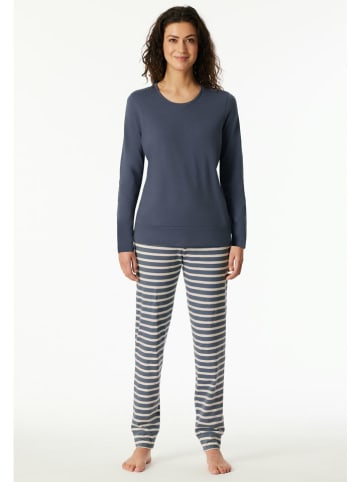 Schiesser Pyjama donkerblauw/crème
