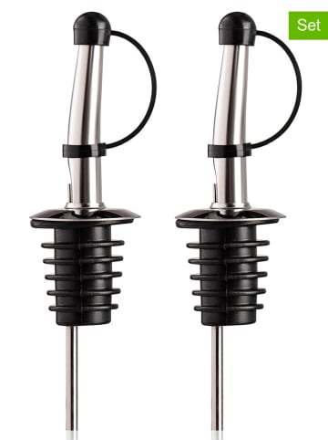 Vacu Vin 2er-Set: Flaschenausgießer in Silber/ Schwarz - (L)16,8 cm