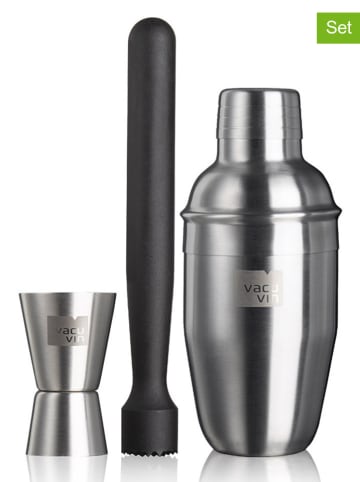 Vacu Vin 3tlg. Cocktail-Set in Silber/ Schwarz