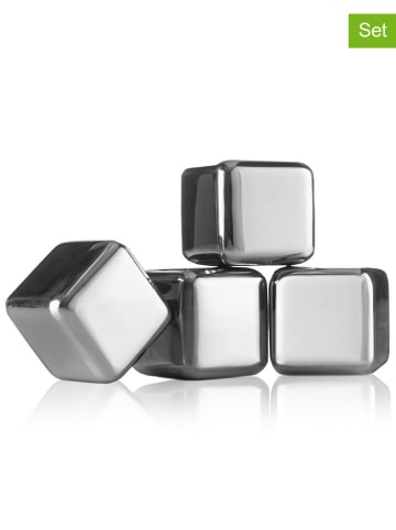 Vacu Vin 4er-Set: Kühlwürfel in Silber - (B)2,6 x (H)2,6 x (T)2,6 cm