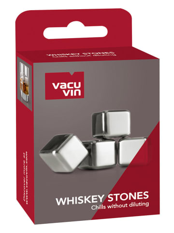 Vacu Vin 4-delige set: koelblokjes zilverkleurig - (B)2,6 x (H)2,6 x (D)2,6 cm