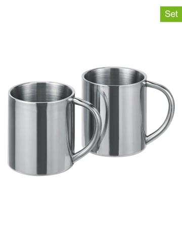 Chefware 2-delige set: roestvrijstalen koppen - 200 ml
