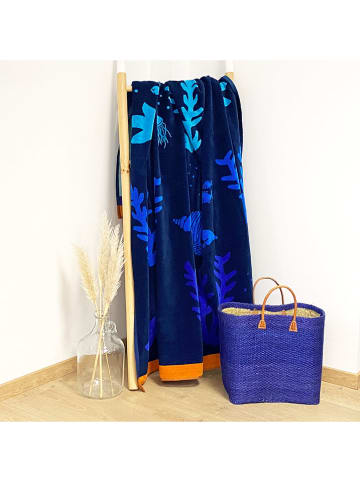 Le Comptoir de la Plage Strandtuch "Bora Bora - Algas" in Dunkelblau - (L)180 x (B)140 cm