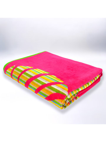 Le Comptoir de la Plage Strandtuch ''Cadix'' in Pink/ Grün - (L)180 x (B)140 cm