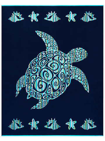 Le Comptoir de la Plage Strandtuch ''Calypso'' in Dunkelblau/ Türkis - (L)180 x (B)140 cm