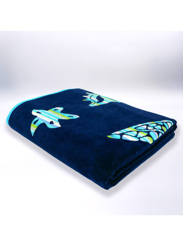Le Comptoir de la Plage Strandlaken "Calypso" donkerblauw/turquoise - (L)180 x (B)140 cm