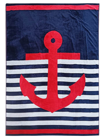 Le Comptoir de la Plage Strandtuch "Bora Bora - Conigli" in Dunkelblau/ Rot - (L)180 x (B)140 cm