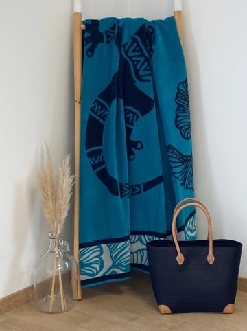 Le Comptoir de la Plage Ręcznik plażowy "Kaly" w kolorze niebieskim - 180 x 140 cm