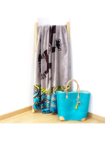 Le Comptoir de la Plage Strandlaken "Relax - Lazare" turquoise/lichtgrijs - (L)180 x (B)140 cm