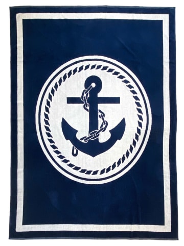 Le Comptoir de la Plage Strandtuch "Copacabana - Madison" in Dunkelblau - (L)180 x (B)140 cm