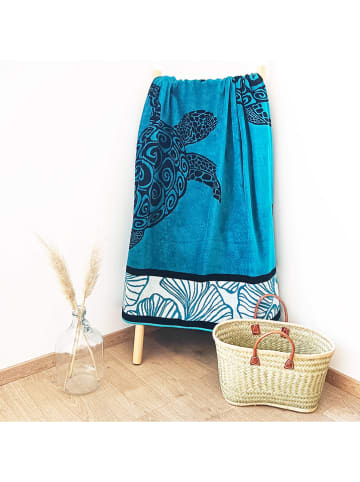 Le Comptoir de la Plage Strandlaken "Bora Bora - Mallorca" lichtblauw - (L)180 x (B)140 cm