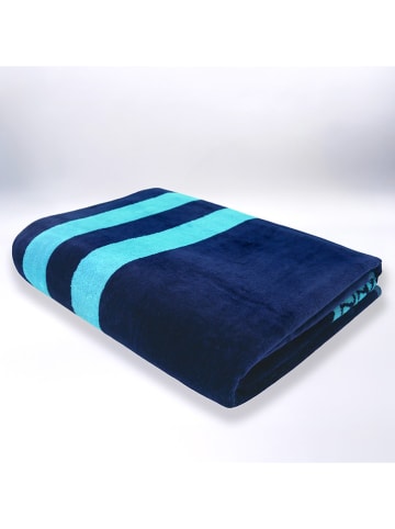 Le Comptoir de la Plage Strandlaken "Paxos" donkerblauw/turquoise - (L)180 x (B)140 cm