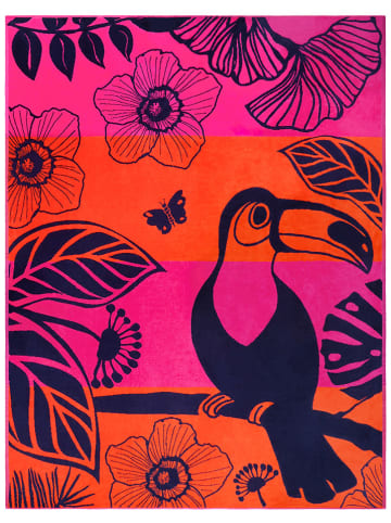 Le Comptoir de la Plage Strandtuch ''Tropical Forest'' in Orange/ Pink - (L)180 x (B)140 cm