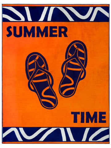 Le Comptoir de la Plage Strandlaken "Zamani" oranje/donkerblauw - (L)180 x (B)140 cm