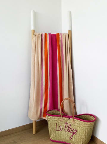 Le Comptoir de la Plage Strandlaken "Summertime" crème/roze - (L)170 x (B)90 cm