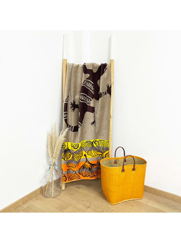 Le Comptoir de la Plage Strandlaken "Wakama - Homok" grijs/oranje - (L)175 x (B)100 cm