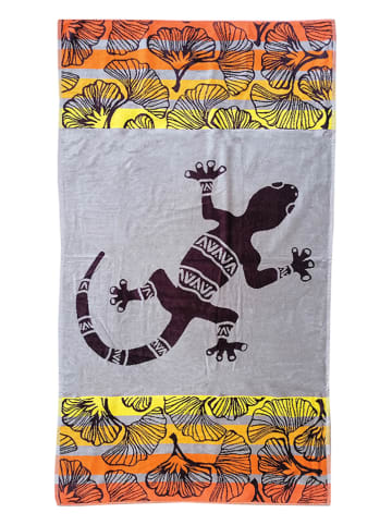 Le Comptoir de la Plage Strandlaken "Wakama - Homok" grijs/oranje - (L)175 x (B)100 cm