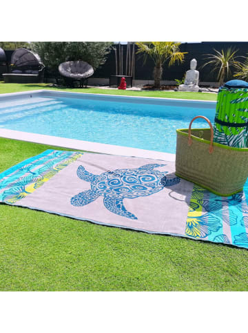 Le Comptoir de la Plage Ręcznik plażowy "Playamar" w kolorze niebiesko-szarym - 175 x 95 cm