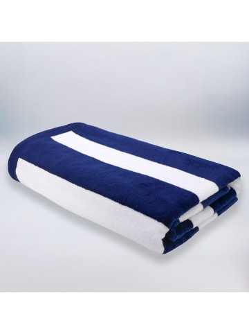 Le Comptoir de la Plage Strandtuch ''Bahia'' in Weiß/ Dunkelblau - (L)175 x (B)100 cm