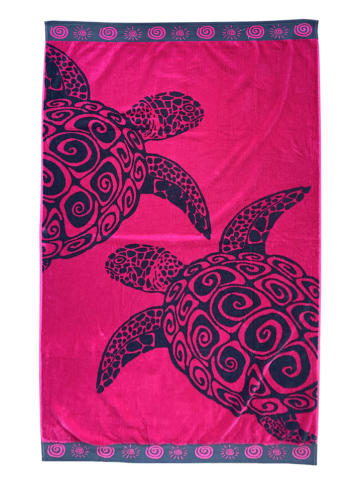 Le Comptoir de la Plage Strandtuch ''Turtle'' in Pink/ Dunkelblau - (L)175 x (B)100 cm