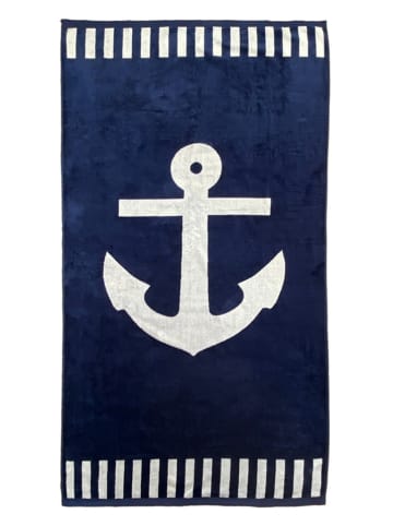 Le Comptoir de la Plage Strandtuch "Margo - Houston" in Dunkelblau/ Weiß - (L)175 x (B)100 cm