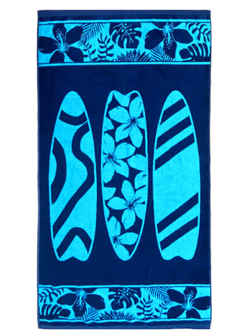 Le Comptoir de la Plage Strandlaken "Cayo" donkerblauw/turquoise - (L)170 x (B)90 cm