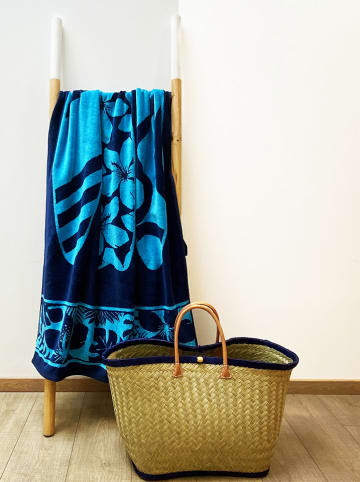 Le Comptoir de la Plage Strandlaken "Cayo" donkerblauw/turquoise - (L)170 x (B)90 cm