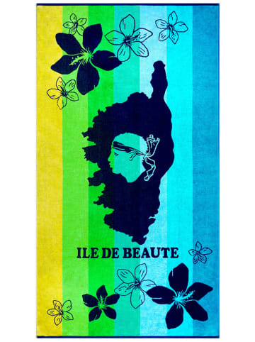 Le Comptoir de la Plage Ręcznik plażowy "Ibisco" w kolorze zielono-niebieskim - 170 x 90 cm