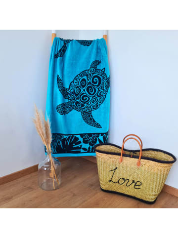 Le Comptoir de la Plage Ręcznik plażowy "Lagao" w kolorze błękitno-granatowym - 170 x 90 cm