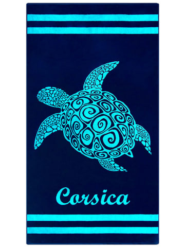 Le Comptoir de la Plage Strandtuch ''Nonza'' in Dunkelblau/ Türkis - (L)170 x (B)90 cm