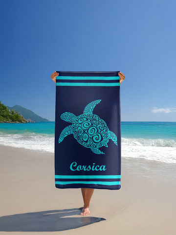Le Comptoir de la Plage Strandlaken "Nonza" donkerblauw/turquoise - (L)170 x (B)90 cm