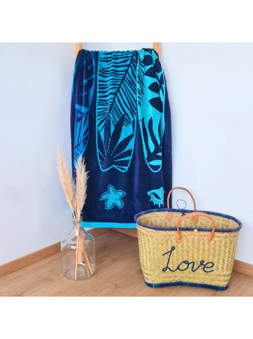 Le Comptoir de la Plage Strandtuch ''Rada'' in Hellblau/ Dunkelblau - (L)170 x (B)90 cm