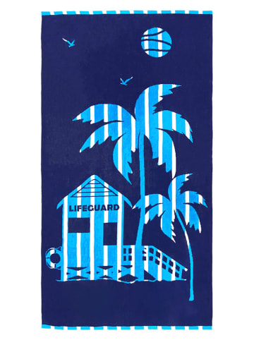 Le Comptoir de la Plage Strandtuch ''Santorini'' in Hellblau/ Dunkelblau - (L)170 x (B)90 cm