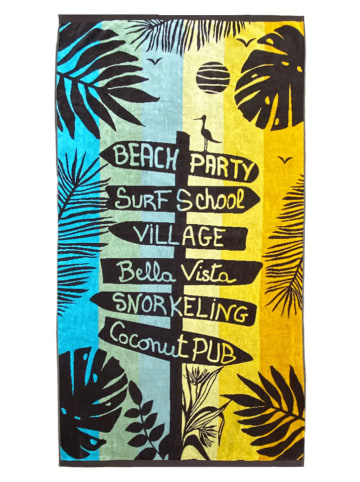 Le Comptoir de la Plage Strandlaken ''Vacances'' geel/donkerblauw/lichtblauw - (L)170 x (B)90 cm