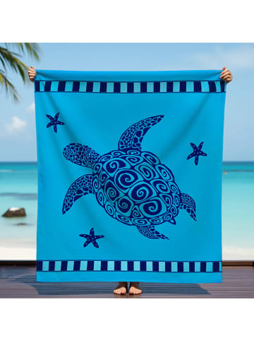 Le Comptoir de la Plage Microvezel strandlaken "Galapagos" blauw - (L)170 x (B)140 cm