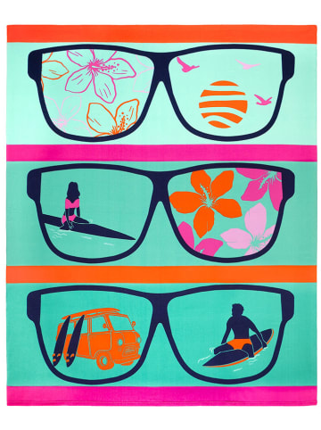 Le Comptoir de la Plage Mikrofaser-Strandtuch ''Manilva'' in Türkis - (L)170 x (B)140 cm