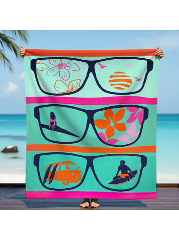 Le Comptoir de la Plage Mikrofaser-Strandtuch ''Manilva'' in Türkis - (L)170 x (B)140 cm