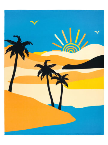 Le Comptoir de la Plage Microvezel strandlaken ''Sandwood'' lichtblauw/oranje - (L)170 x (B)140 cm